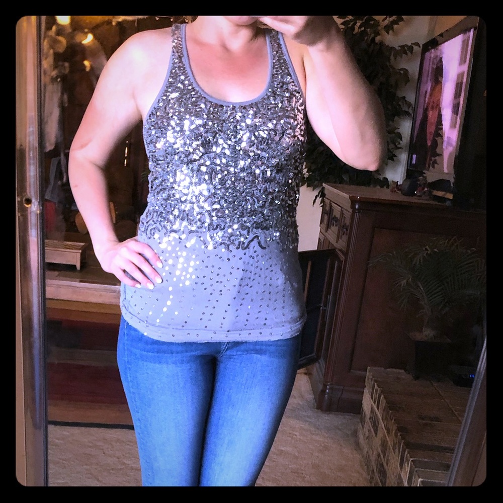 Gray sequin tank top